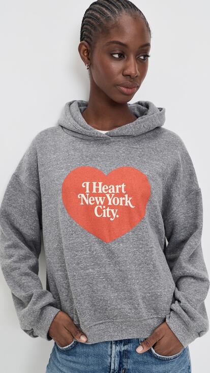 Sunny somewhere Tops - SUNNY SOMEWHERE I Heart New York City Classic Hoodie Gray Graphic Sweatshirt XL